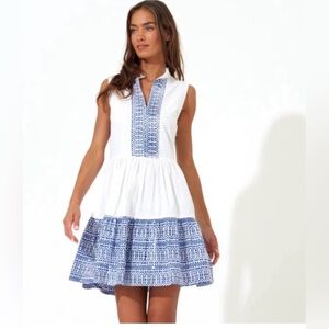 Oliphant White and Blue Yoke Dress
